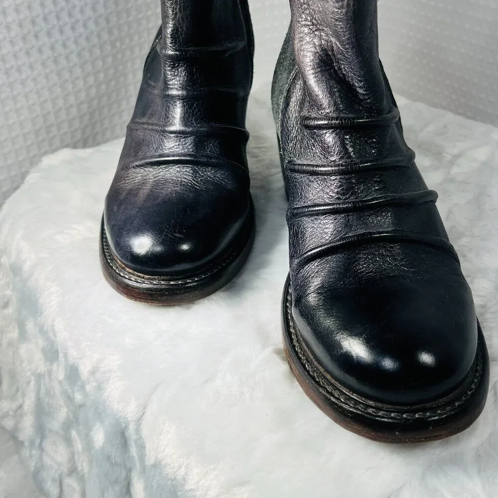 Bed Stu Arcane Cobbler Series ankle boots in black leather - Picture 7 of 10